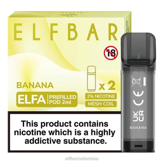 B802105 cápsula precargada elfbar elfa - 2 ml - 20 mg (paquete de 2) banana