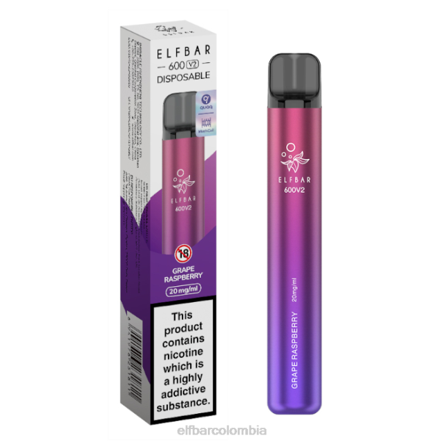 B80224 Vaporizador desechable elfbar 600v2 - 20 mg frambuesa uva